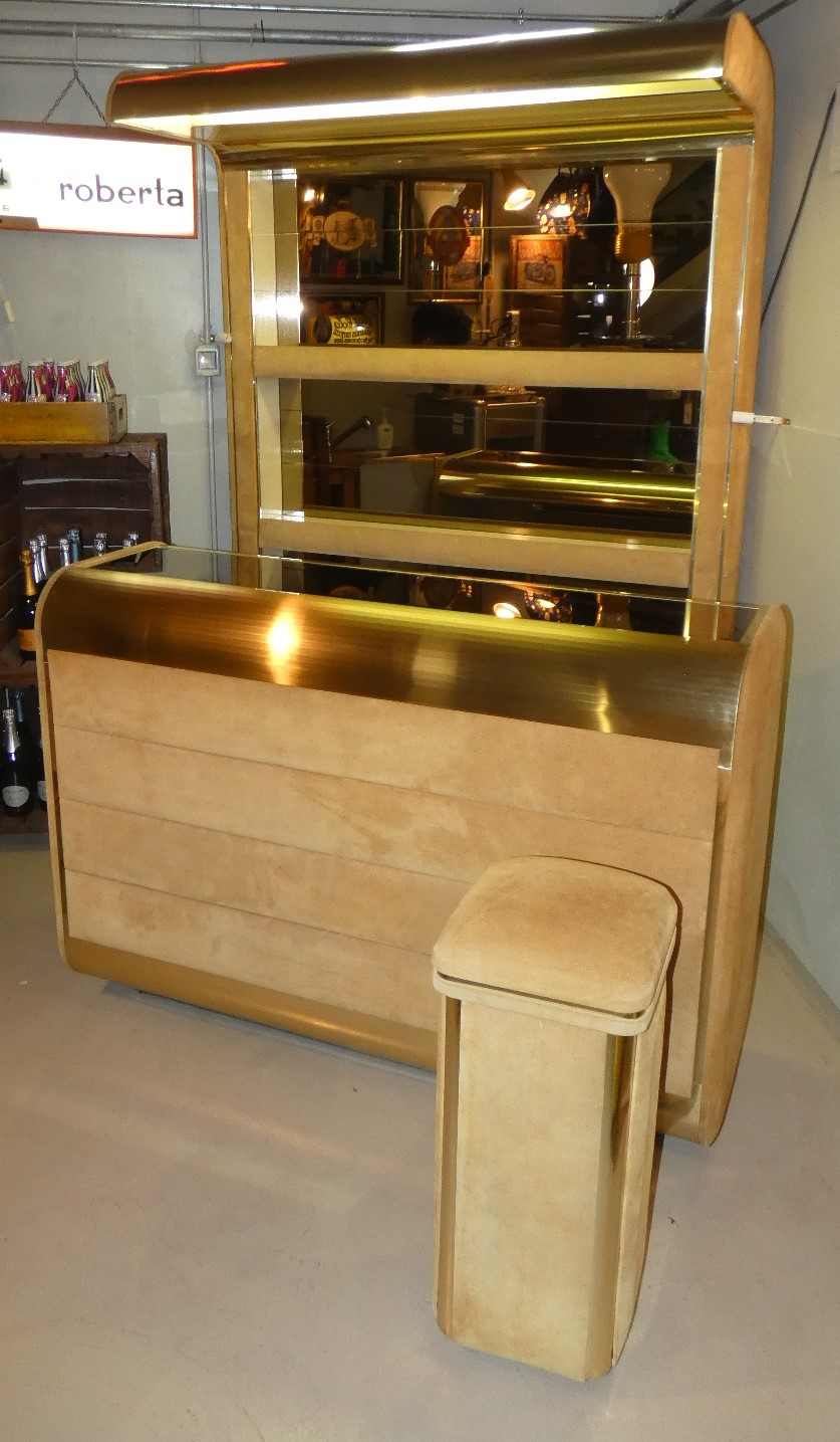 Mobile Bar con Banco Refrigerante e Sgabello, Willy Rizzo – Italia anni '70  – Amarcord Officina di Ricerca – Modena – Italy