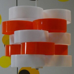SOSPENSIONE IN PERSPEX ARANCIONE E BIANCO , STILUX MILANO ANNI '60