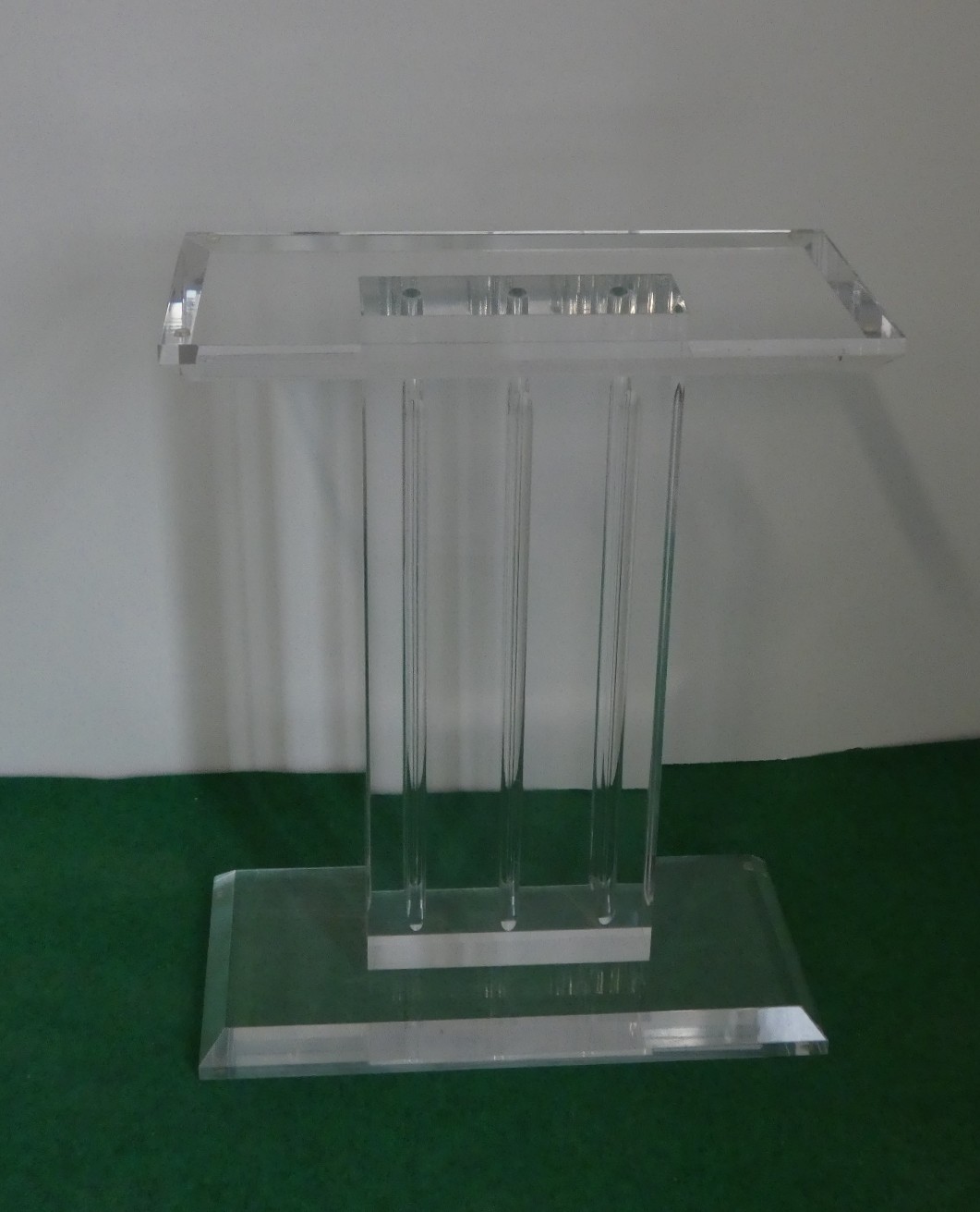 BASE SCULTOREA PER TAVOLO/CONSOLLE IN PLEXIGLASS CON FINITURE BISELLATE, ITALIA ANNI '00 - immagine 2