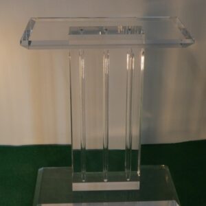 BASE SCULTOREA PER TAVOLO/CONSOLLE IN PLEXIGLASS CON FINITURE BISELLATE, ITALIA ANNI '00
