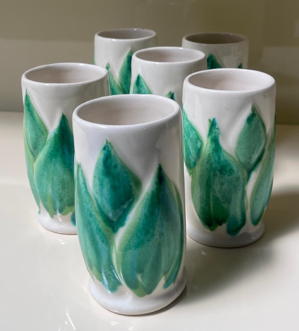 SET CARAFFA CON BICCHIERI + SERVIZIO CAFFE' LINEA GERMOGLIO DI COLIN MORROW PER ARPEX, ITALIA ANNI '70 - immagine 14