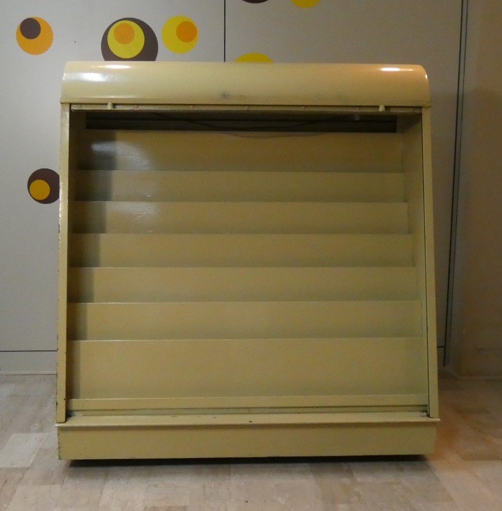 STORAGE/ESPOSITORE IN FERRO VERNICIATO CON CHIUSURA A SERRANDA, ITALIA ANNI '60 - immagine 22